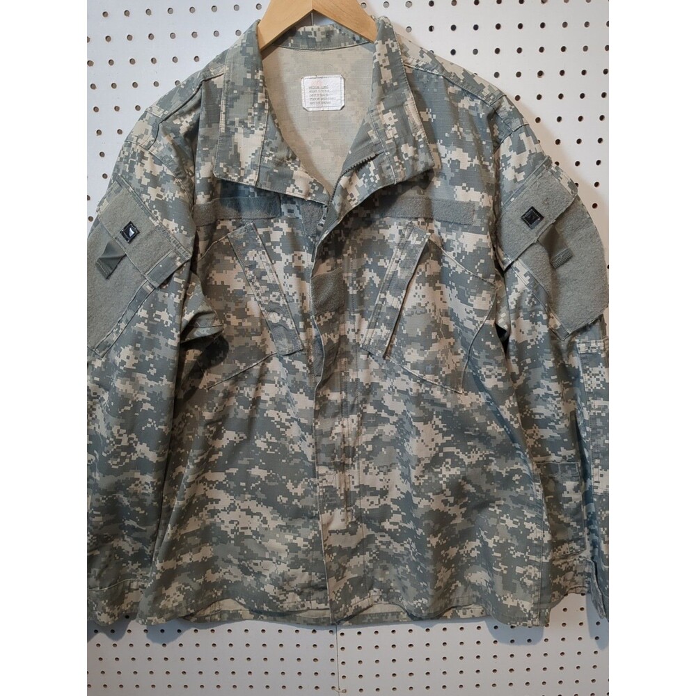 Military Fatigue Shirt Jacket Medium Long Green Camo Zip Combat Uniform Coat